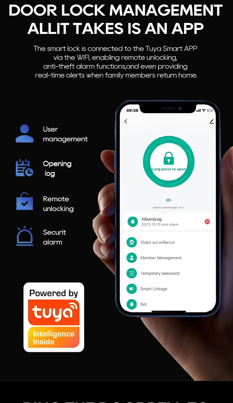 SANKESONG Tuya Smart 3D Face Door Lock Security Camera Monitor Intelligent Fingerprint Password Biometric Electronic Key Unlock
