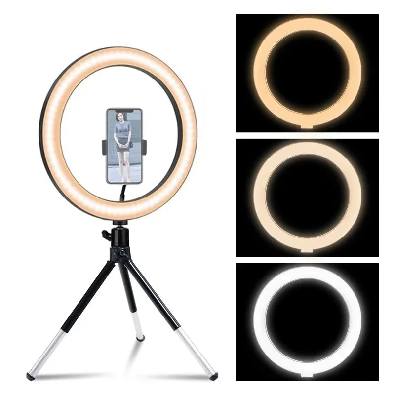 10-Inch LED Ring Light with Tripod – Adjustable Content Creation Lighting Tidesmit