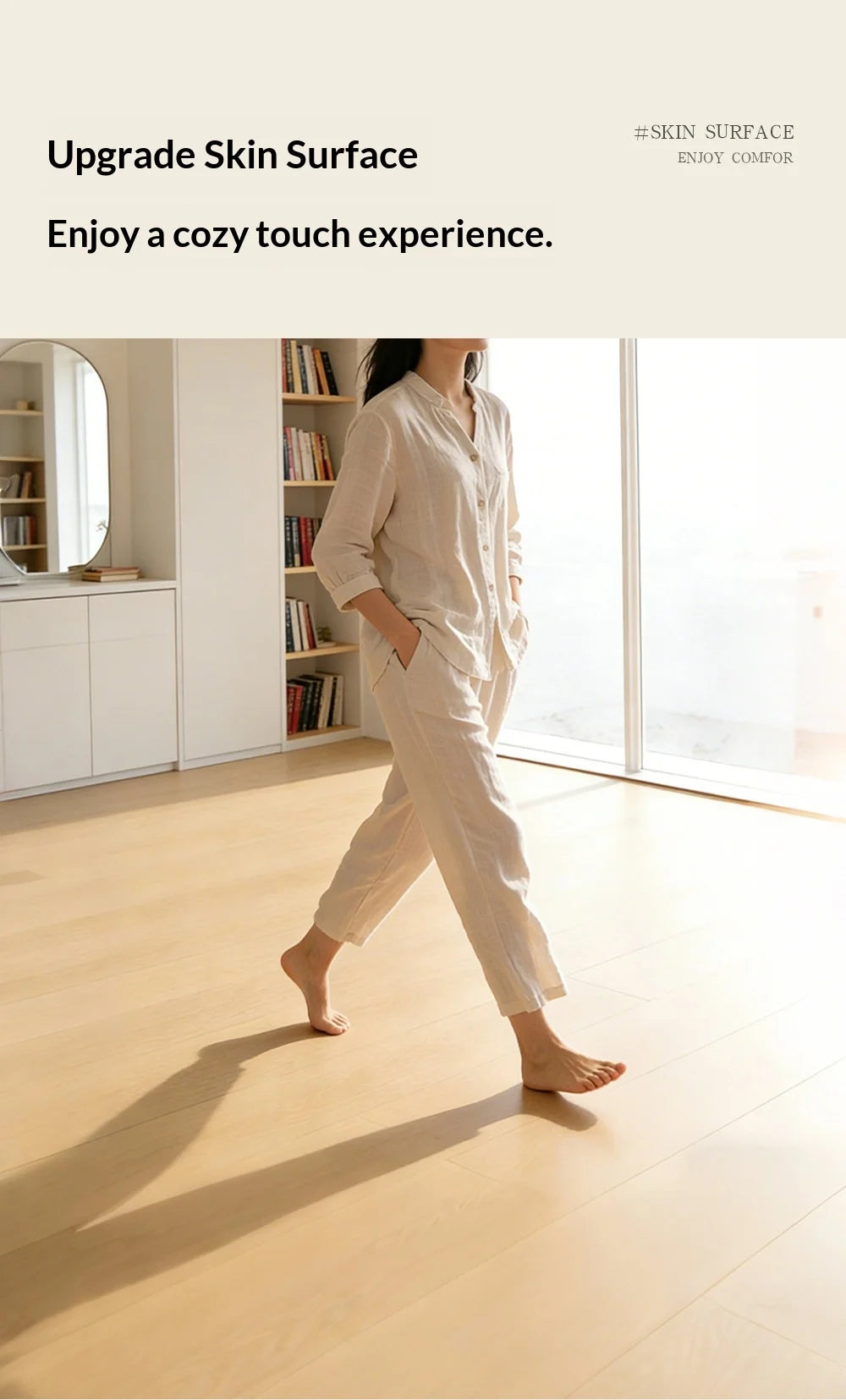 Light wood-look SPC click flooring with smooth surface for comfortable walking