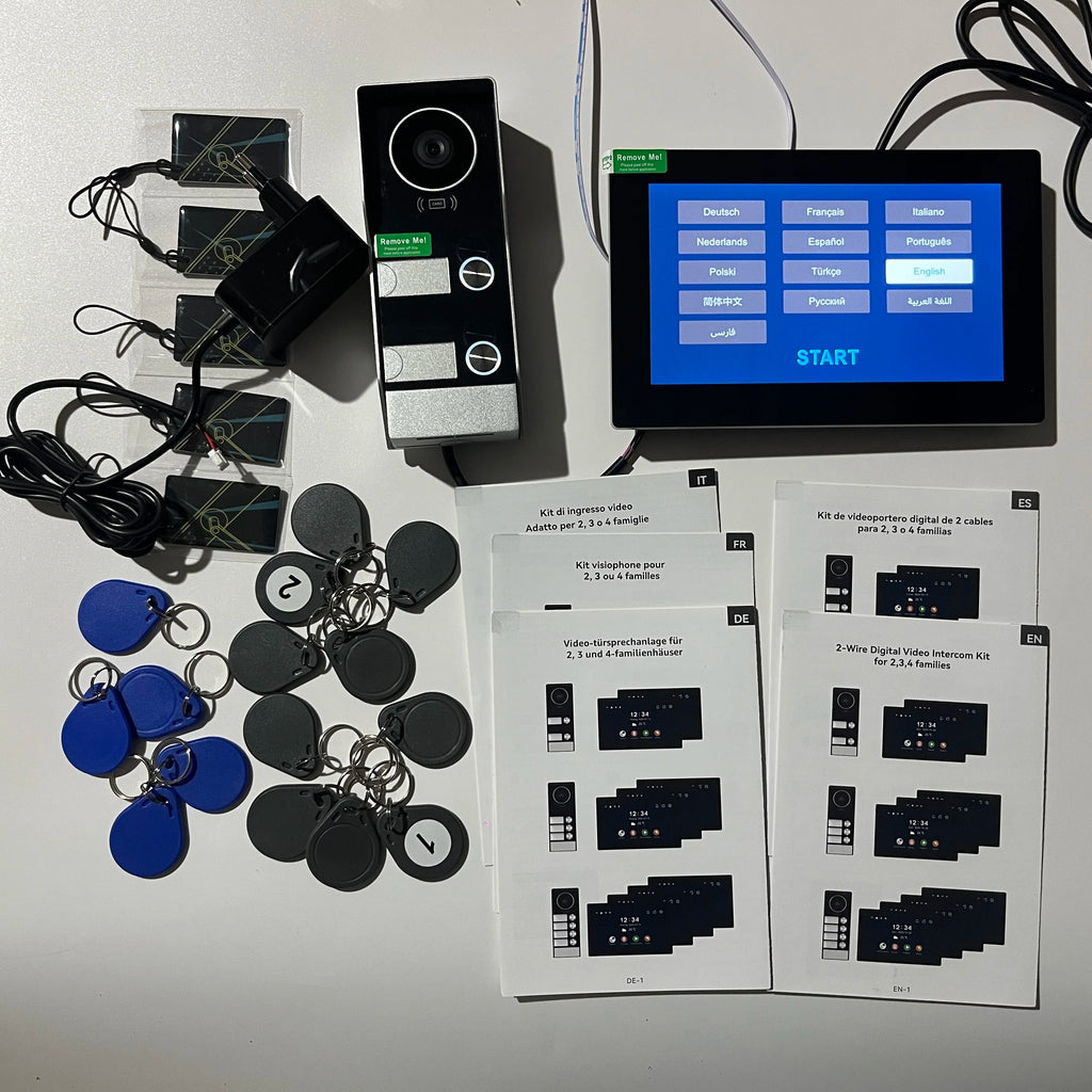 7" Touch Monitor Tuya WIFI Video Building Intercom System 2 Wire Cable Port 2-4 Units Apartment Video Door Phone Doorbell Kits