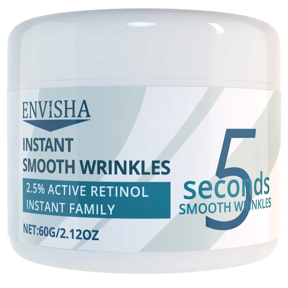 ENVISHA 60g 2.5% active retinol anti-wrinkle face cream in a white jar for firming and smoothing skincare.