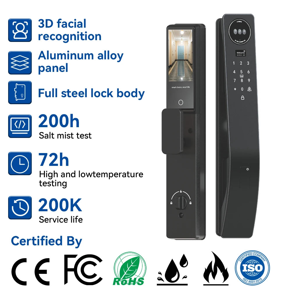 Smart Door Lock Tuya Wifi Smart Fingerprint Cerradura Inteligente Digital Safe Door With Camera Lock For Home