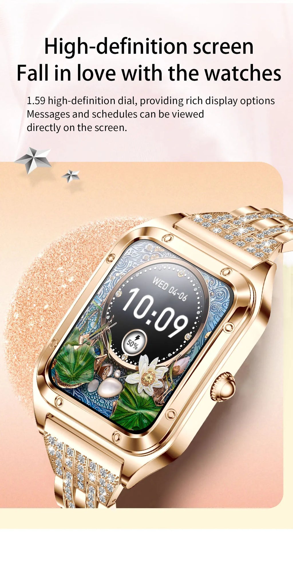 2026Ultra Thin Fashion Smart Watch For Women Screen Always Display Time Sports Bracelet Bluetooth Call 1.59" AMOLED Woman Watch