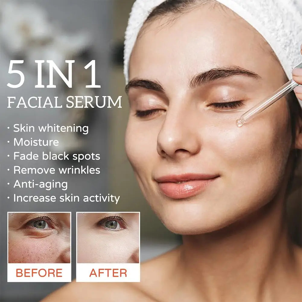 5 In 1 Face Serum 30% Vitamin C Moisturizing Whitening Anti Wrinkle Aging Niacinamide Hyaluronic Acid Facial Serum SkinCare 30ml