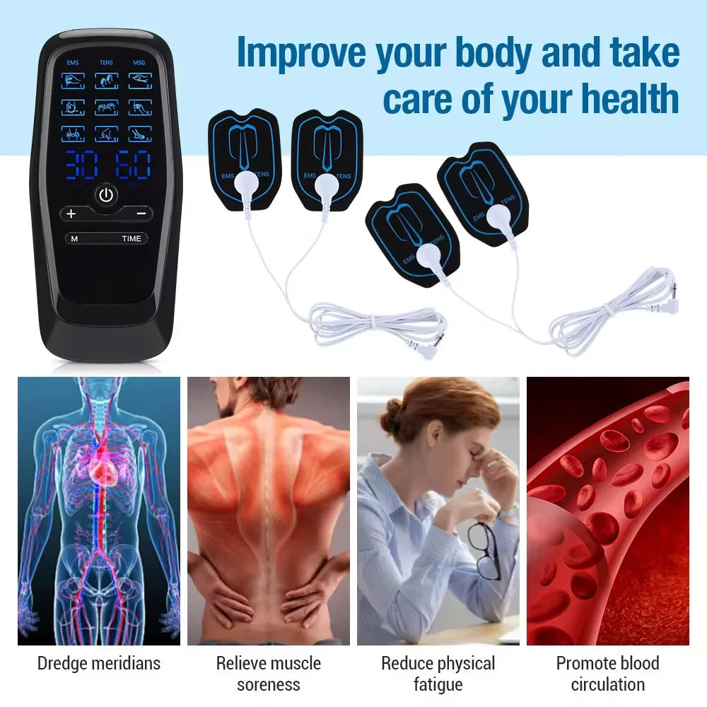 TENS Muscle Stimulator: Portable Electric Massager for Muscle Relief Body Shaping Massage Equipment Tidesmit