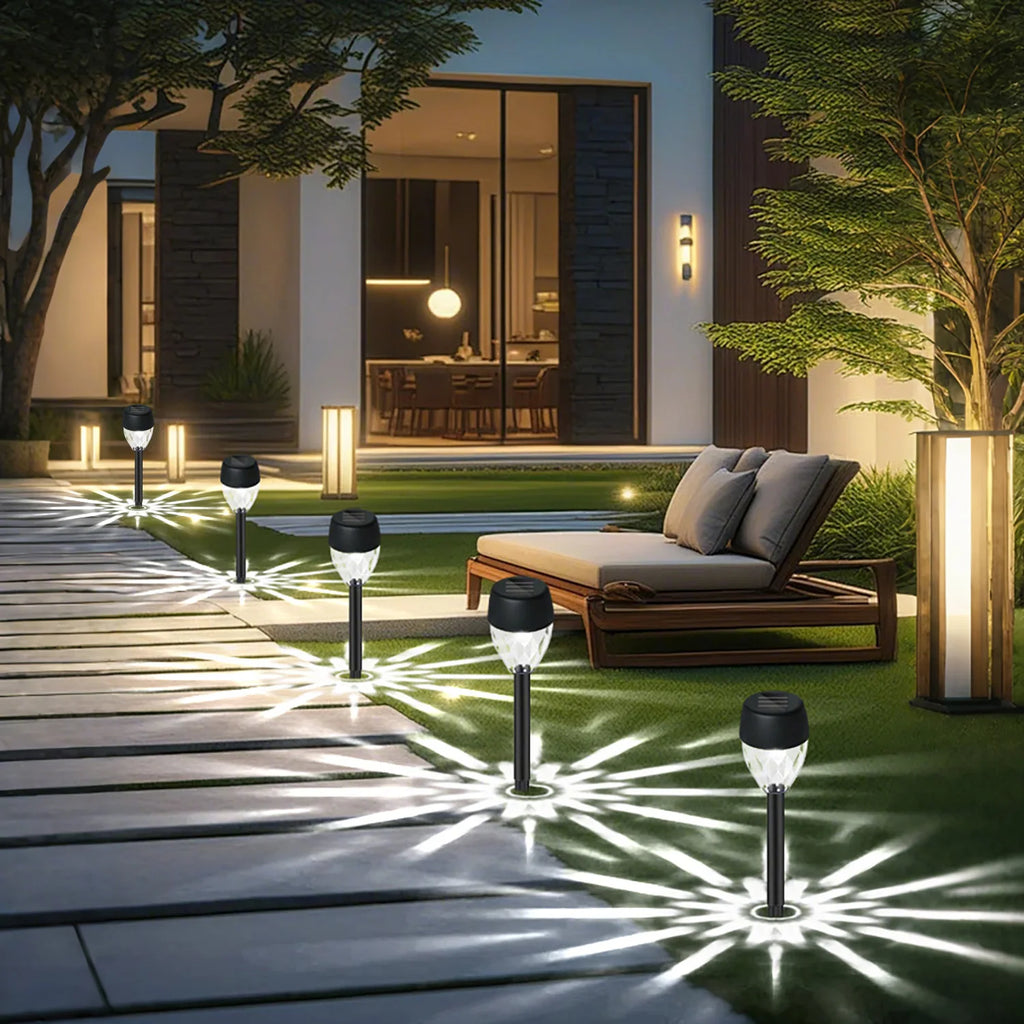 12Pcs Solar-Powered Outdoor New Style Stick Lights, Lawn Lights, Warm Light/White Light Led Lighting, Garden Lights, Path Lights, Suitable for Sidewalks, Patios, Yards, Villa Gardens, and Ground-Inserted Lights