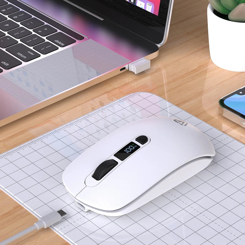 Wireless Mouse Bluetooth 2.4G With Smart Display Silent Portable Silent Click Mouse Rechargeable Office Computers Laptops 2026