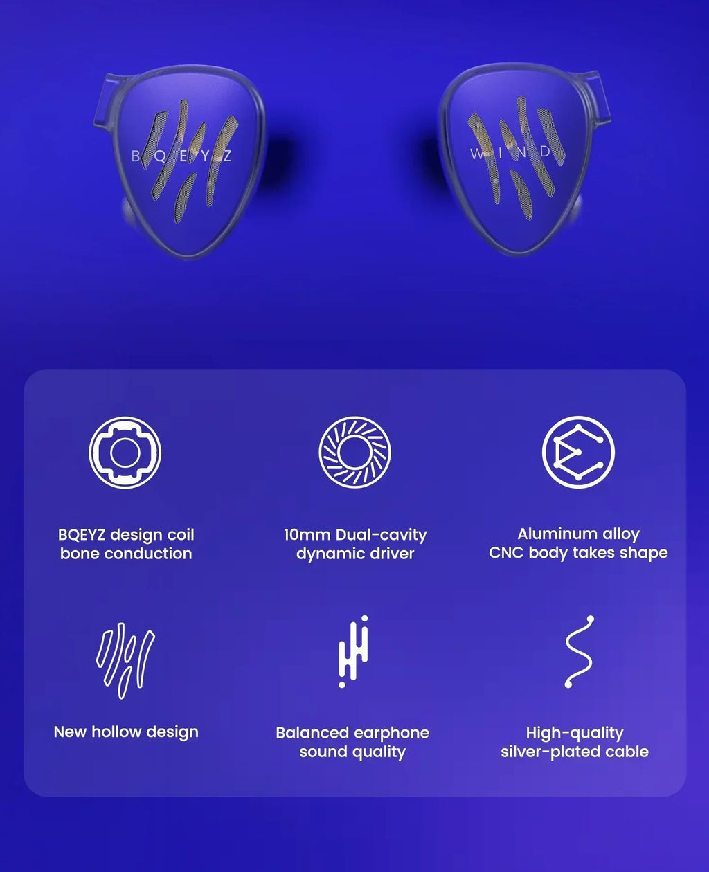 BQEYZ Wind Bone Conduction Dual Driver IEM Headphones by Tidesmit Tidesmit