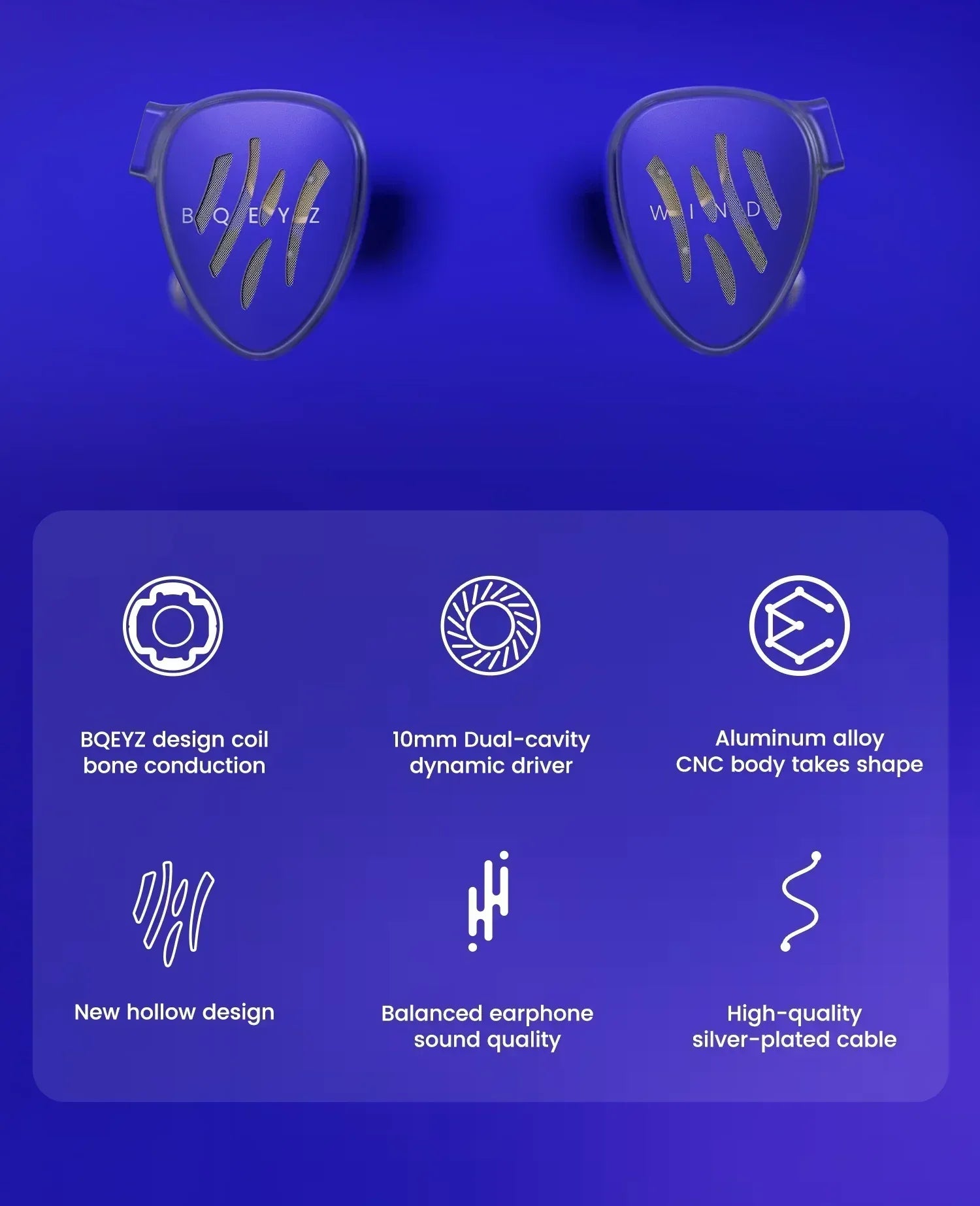 BQEYZ Wind Bone Conduction Dual Driver IEM Headphones by Tidesmit Tidesmit