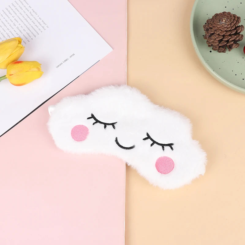 1PCS Plush Cute Grey Cat Eye Mask Sleeping Mask Eye Shade Cover Blindfold Eyeshade Eyepatch Suitable for Travel Home Gift