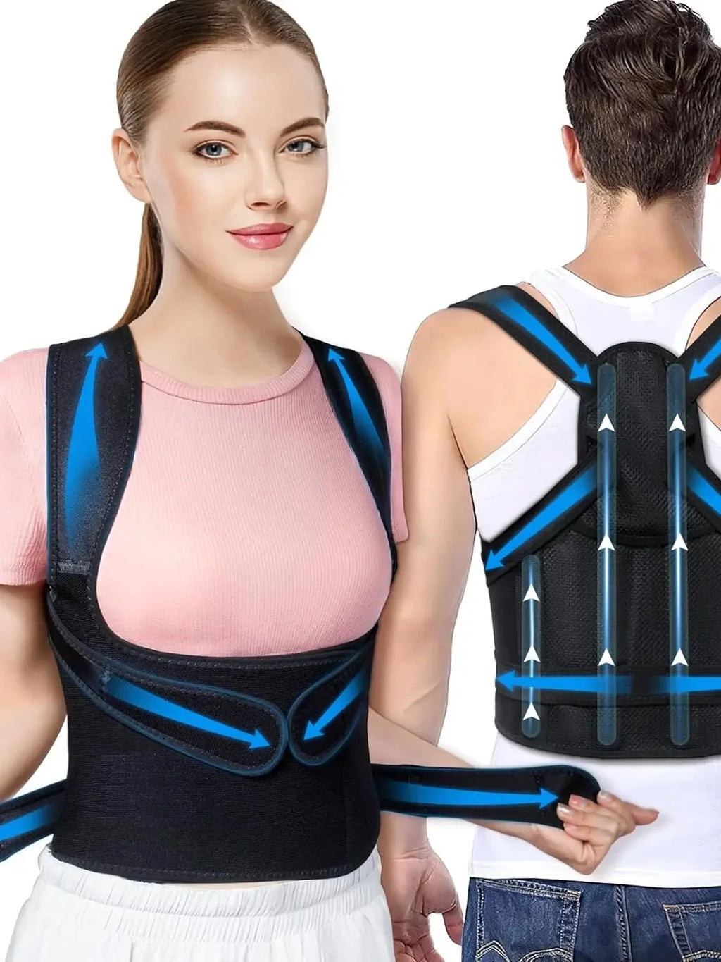 Back Brace Posture Support for Women and Men, Shoulder Straightener, Adjustable Full Back Support, Upper and Lower Back  Brace
