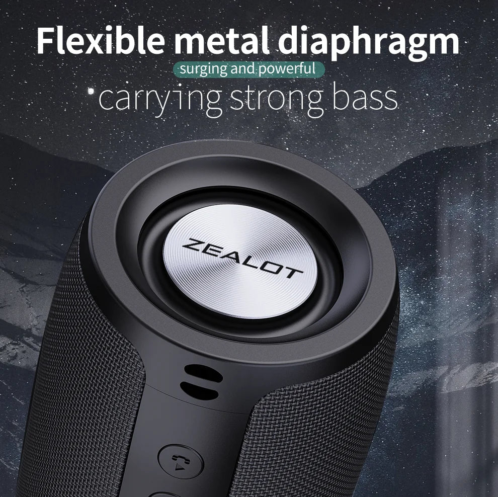 ZEALOT S51 10W Wireless Speakers, 1800mAh Battery, 10 Hours Playtime Loud Stereo, Booming Bass.