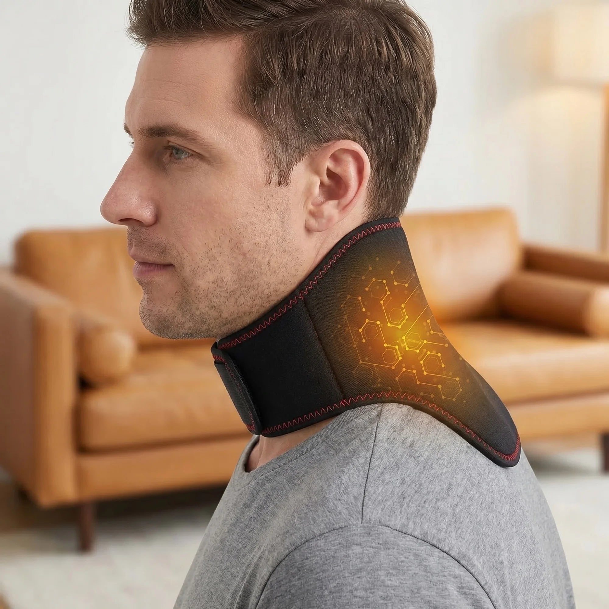 USB Heating Neck Support Brace - Adjustable Hot Compress Therapy Fascia Gun Tidesmit