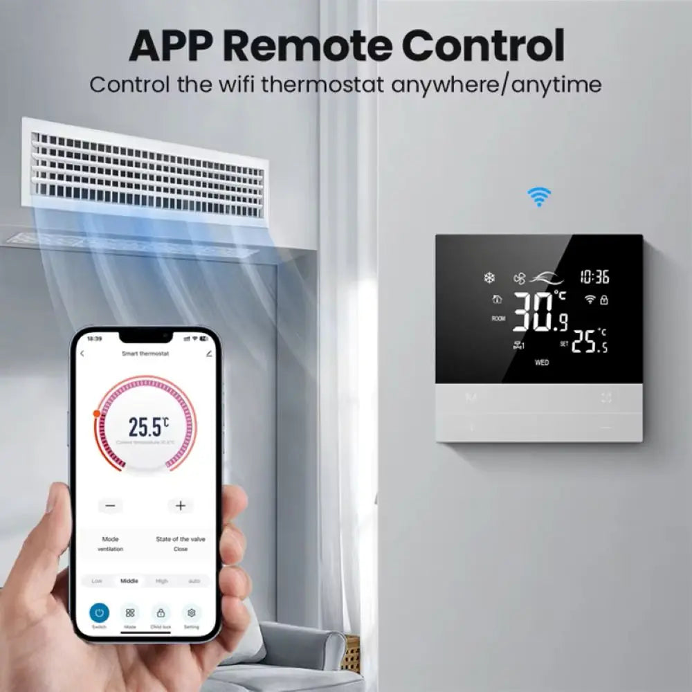 Tuya WiFi Smart Central Air Conditioning Thermostat Switch Smart Life App Remote Voice Control Compatible with Alexa Google Home