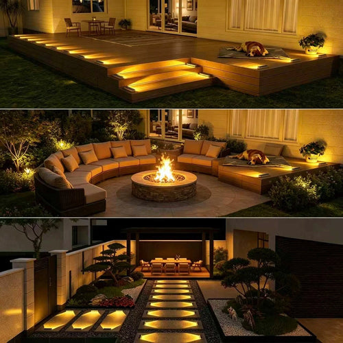 4-pack solar LED step lights lighting outdoor deck stairs and walkway at night