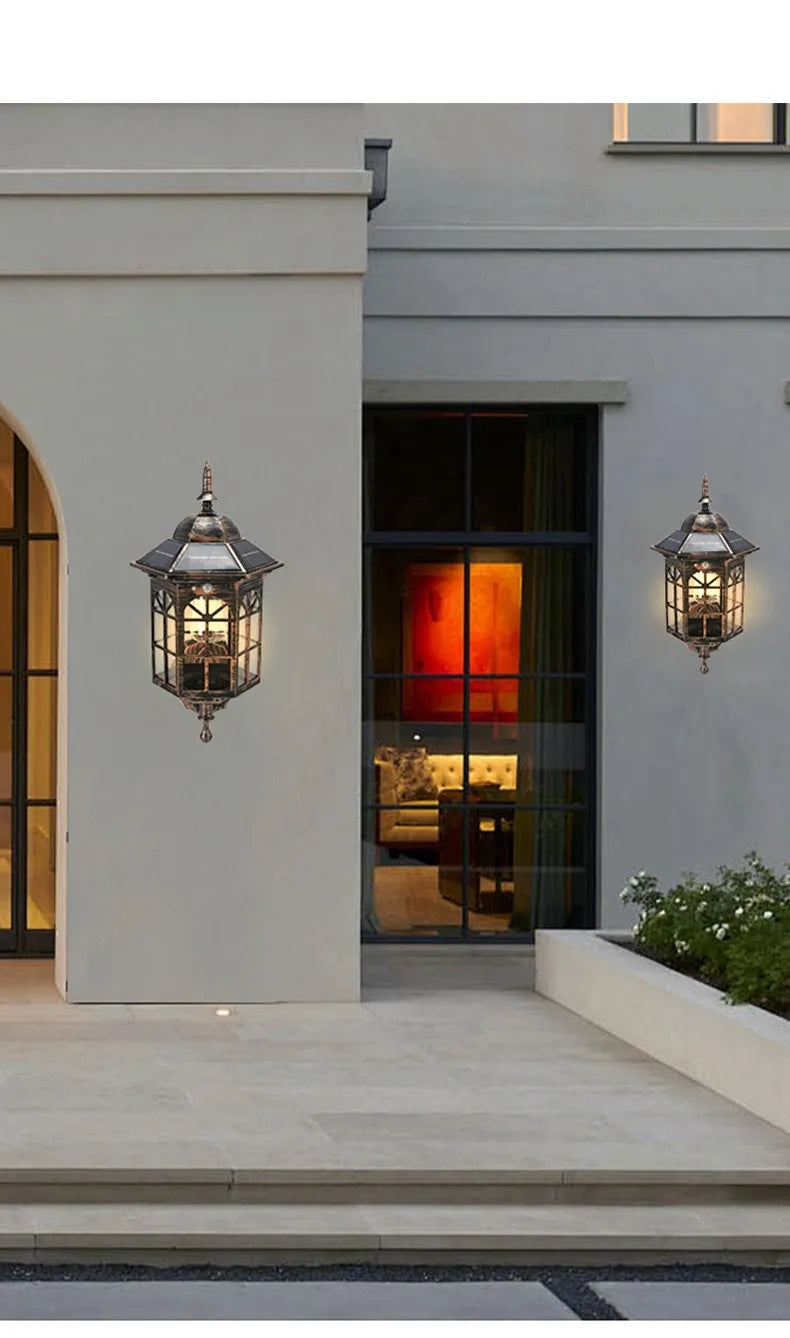 Outdoor Solar Wall Light for Courtyard, Corridor & Passageway - Motion Sensor, European Retro Style, Waterproof