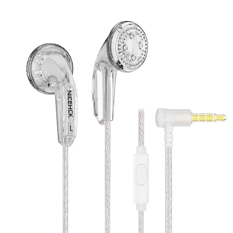 Tidesmit Wired Earbuds 15.4mm Dynamic Driver HiFi Bass Headphones Clear With Mic Tidesmit