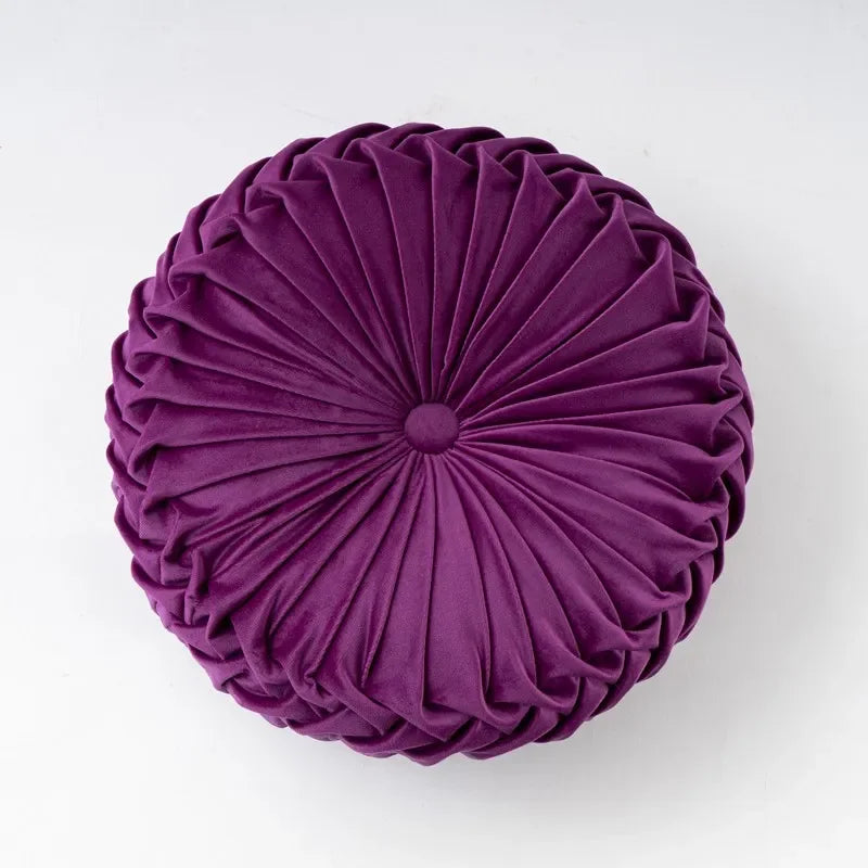 Light Luxury Solid Color Dutch Plush Pumpkin Sofa Pillow Handsewn Wheel Shape Chair Waist Pillow Cushion