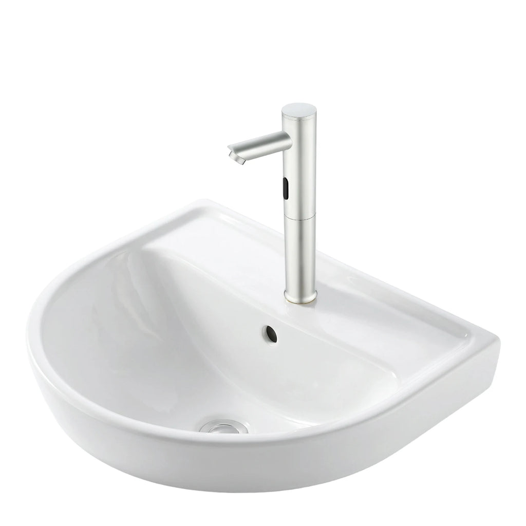 Automatic Sensor Faucet, Touchless Stainless Steel Bathroom Sink Mixer Tap, Hands-Free Cold Water Only with Control Box, Modern Silver Tall Design for Home Hotel Kitchen Hospital, Easy Clean Anti-Rust