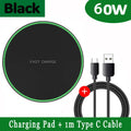 60W Fast Wireless Charging Dock - Qi Certified for iPhone and Samsung Black with Cable Tidesmit