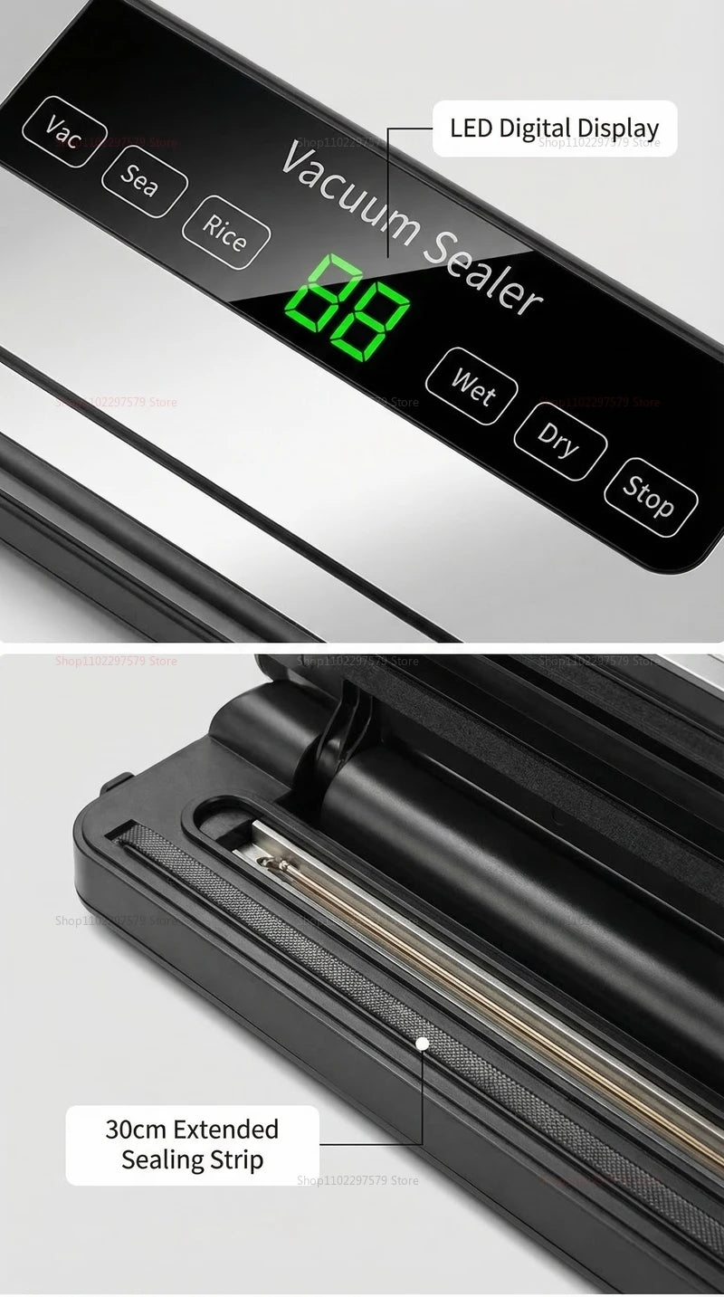 Vacuum Sealer Machine for Dry and Wet Food Food Storage Sealing with Built-in Cutter UV Kitchen Food Vacuum Packaging Machine