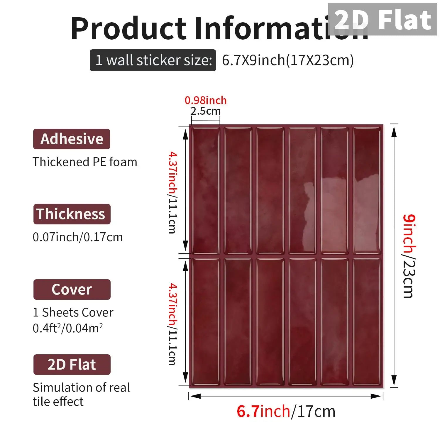 Peel-and-stick self-adhesive tile stickers Self-adhesive tile decals Kitchen and bathroom backsplash decoration Bedroom decor