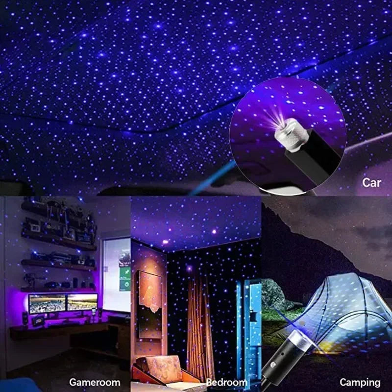 LED Car Roof Star Projector - Portable USB Galaxy Light for Auto Interiors Tidesmit