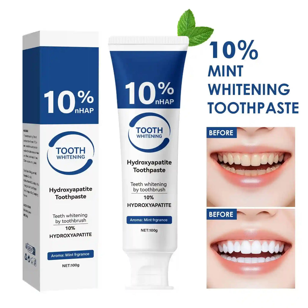 Tidesmit 10% Hydroxyapatite whitening toothpaste for deep cleaning, fresh breath, and gum protection.