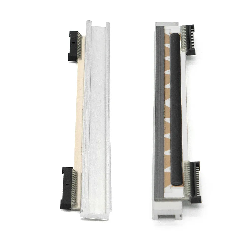 Thermal printhead module shown from side with gold-toned ribbon contacts