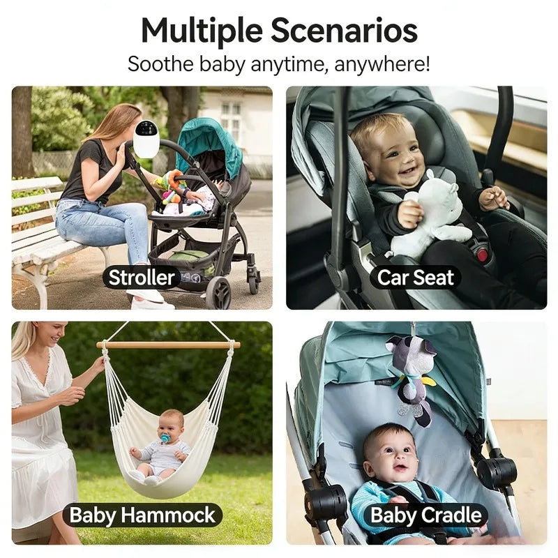 Portable Baby Stroller Rocker Baby Sleep Soothing Device Wireless Bluetooth Sleep Aid Vibrating With Soothing Music White Noise