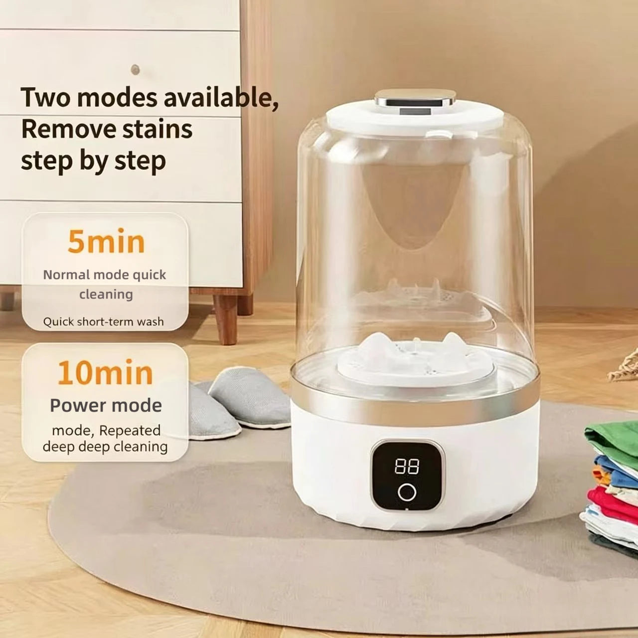 Tidesmit portable wireless electric washing cup for underwear, socks, and pet clothes, 29th product angle view