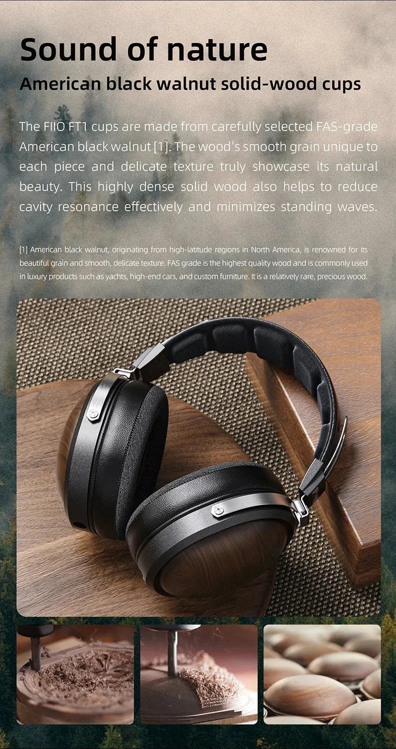 FiiO FT1 Closed-Back Wired Headphones Nanowood Fiber - Tidesmit Tidesmit