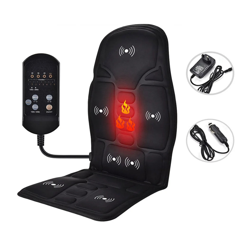 Electric Massage Chair Pad with Heat Therapy & Vibration | Tidesmit Massage Chairs Black Tidesmit