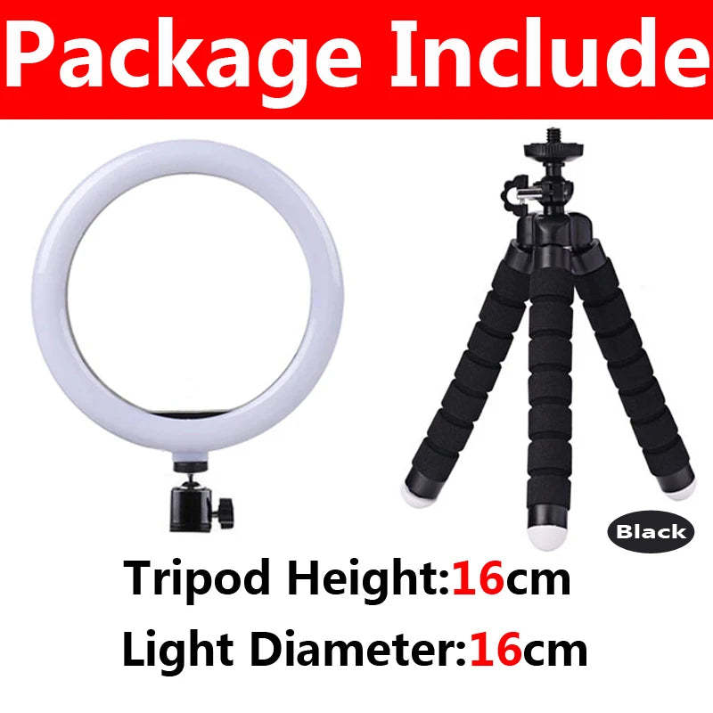 LED Ring Light with Tripod Stand for Content Creation 16cm-33cm A-16cm Black Tidesmit