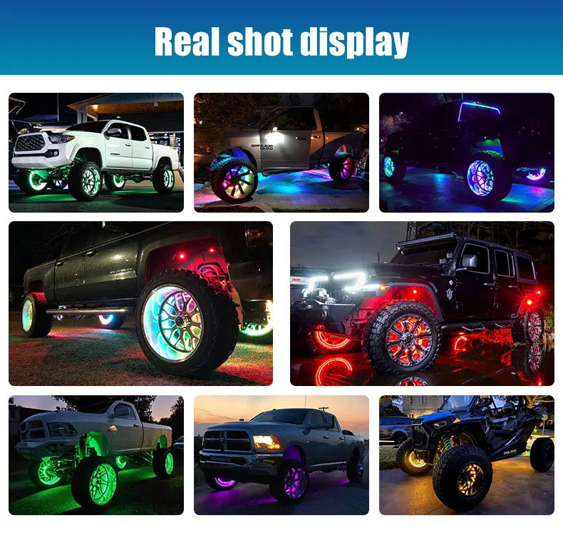 LED Car Hub Ring Light - Sound Reactive Neon Wheel Light (15.5-17 inch) Tidesmit