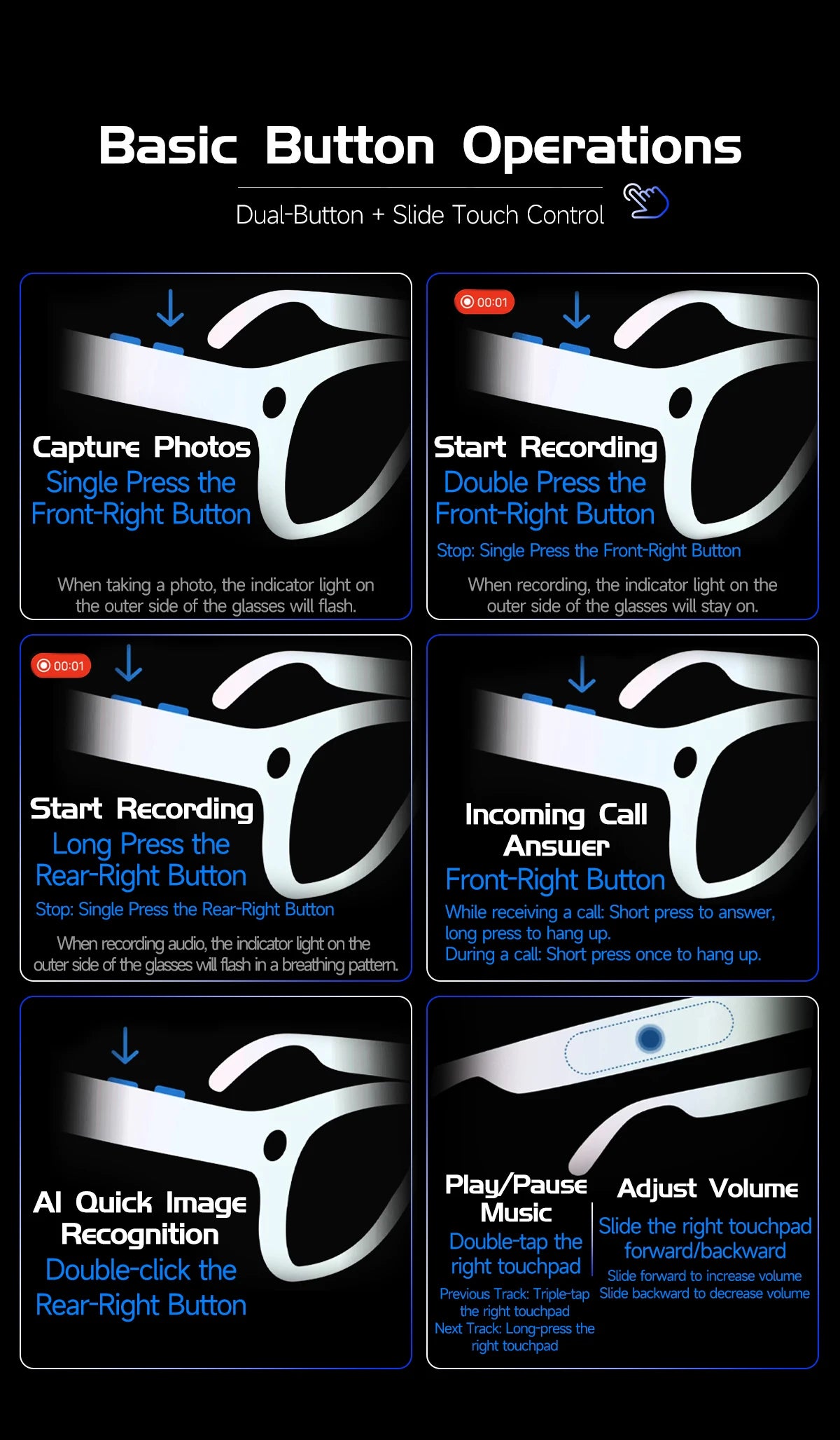 AI Smart Glasses with 4K Camera, Bluetooth, and Spatial Audio - Tidesmit Tidesmit