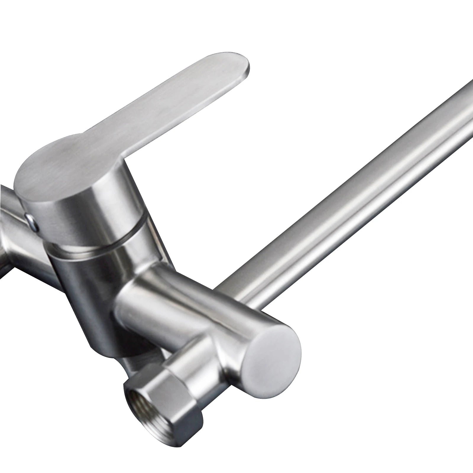 Silver Wall-Mounted Stainless Steel Rotatable Kitchen Faucet 360° Single Handle Hot and Cold Water Faucet For Both Homes Etc