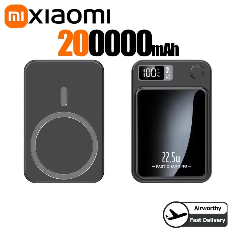 Tidesmit Magnetic Portable Charger - High Capacity Fast Power Bank Black 200000mAH Tidesmit