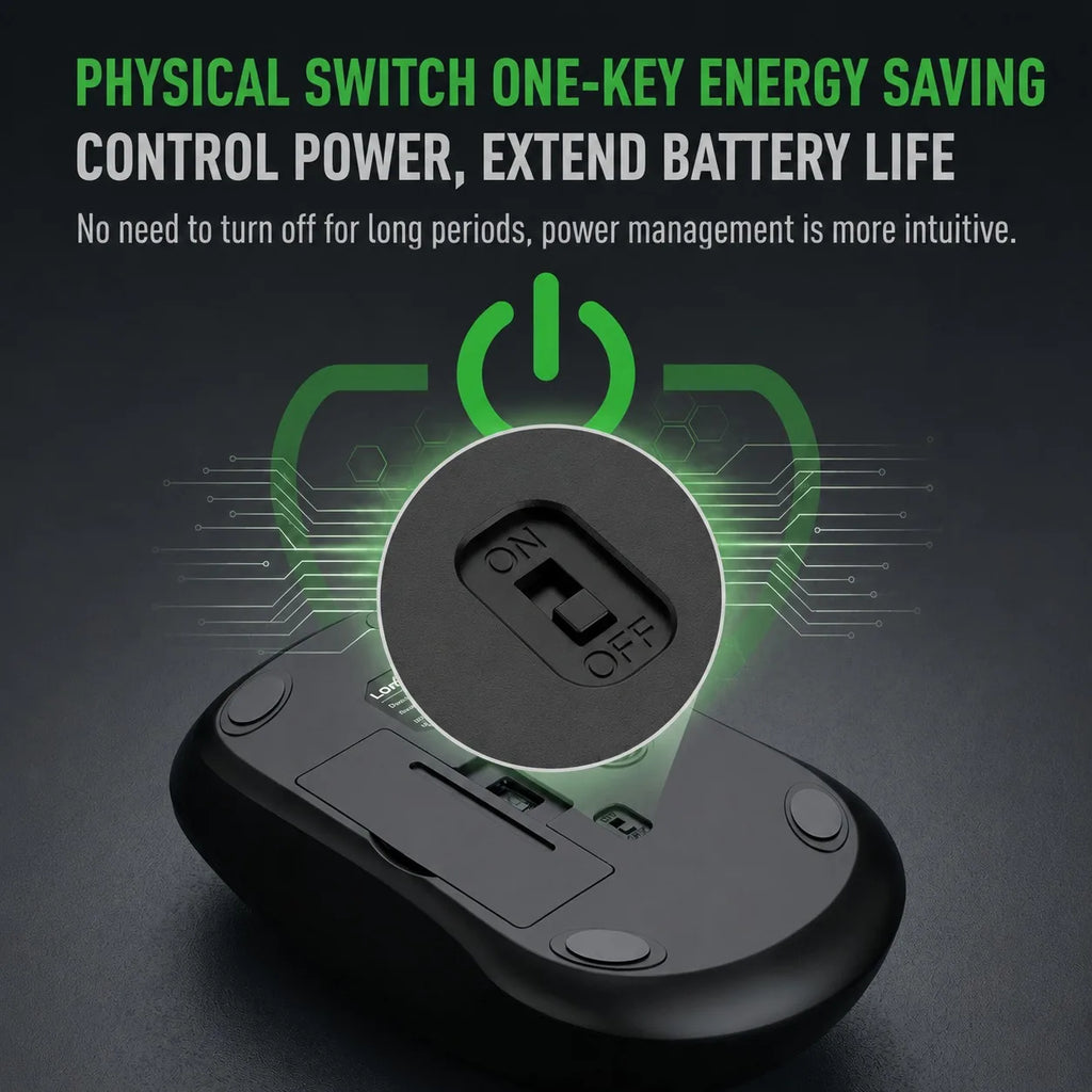 Wireless Gaming Office Mouse, 3-Level DPI, Lightweight,  Independent Switch, Long Battery Life Compatible with PC, Mac