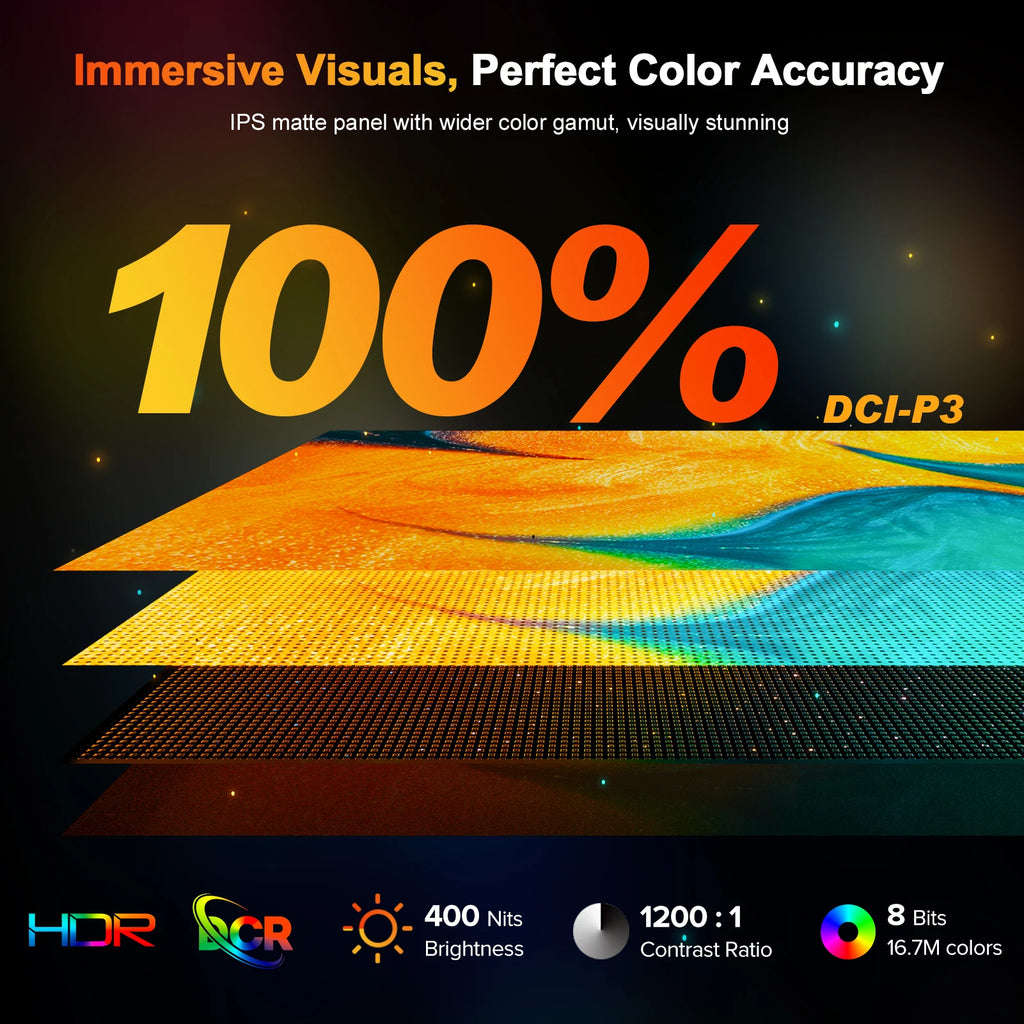 UPERFECT 16" 2K 240Hz Portable Monitor 100%DCI-P3 16:10 HDR FreeSync IPS Eye Care External Gaming Display For PC XBox PS5 Switch