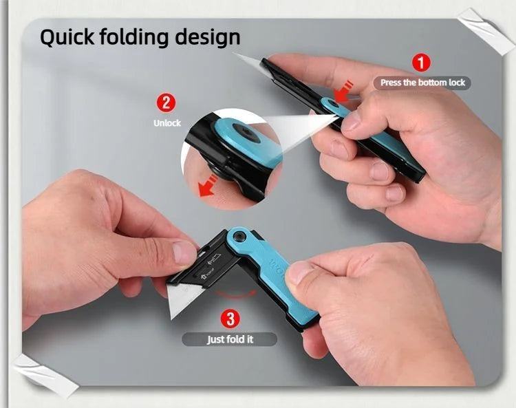 Workpro Folding Utility Knife Stainless Steel Quick Realse Pocket Knife with Belt Clip Sharp 10 blades Purpose DIY Cutting Tools