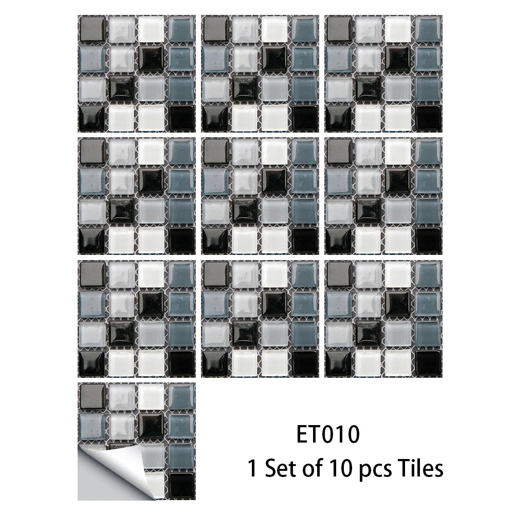 ET010 marble mosaic tile sticker set sample, 10 pcs tiles