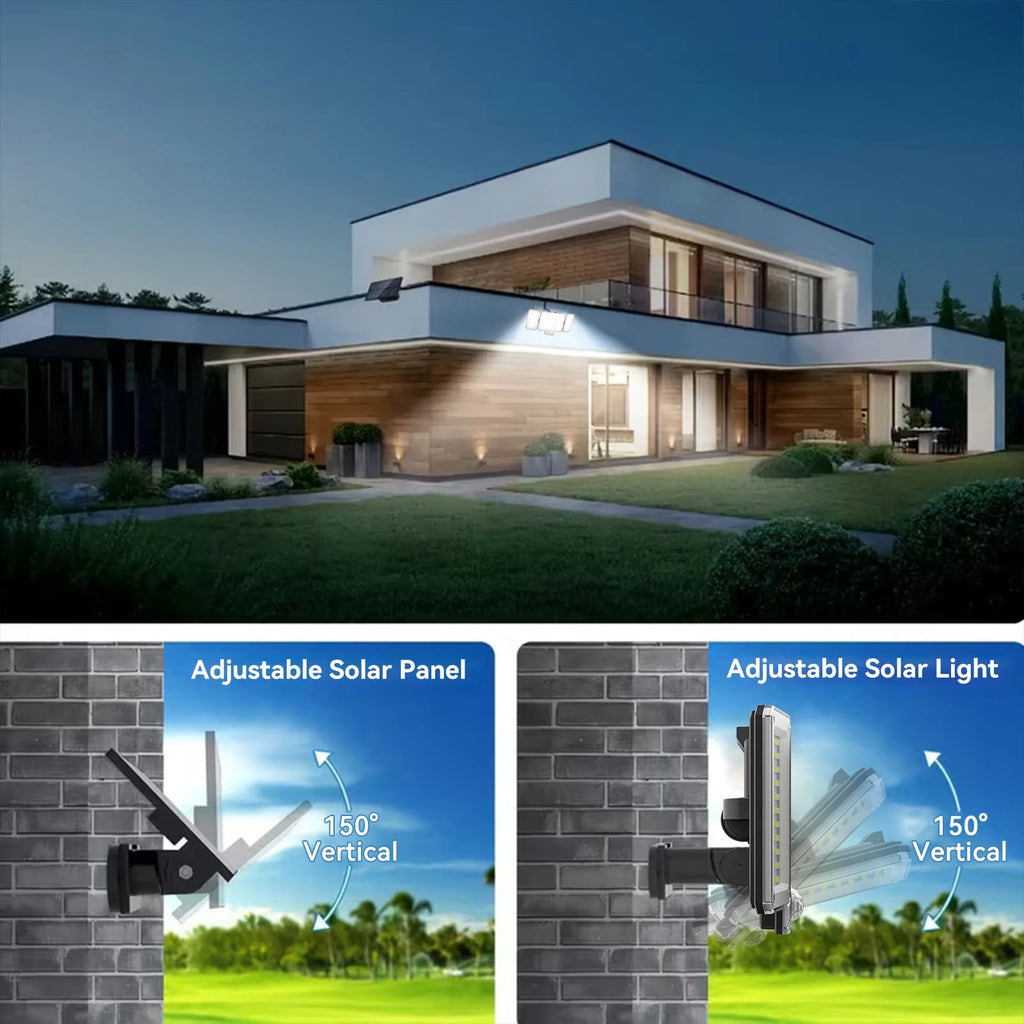 309LED Split Panels Solar Motion Sensor Lamp, 3 Side Outdoor Solar Security Wall Lamp with 3 Lighting Modes, IP65 Waterproof 270° Wide Angle Street Lamp, for Garden Yard Driveway