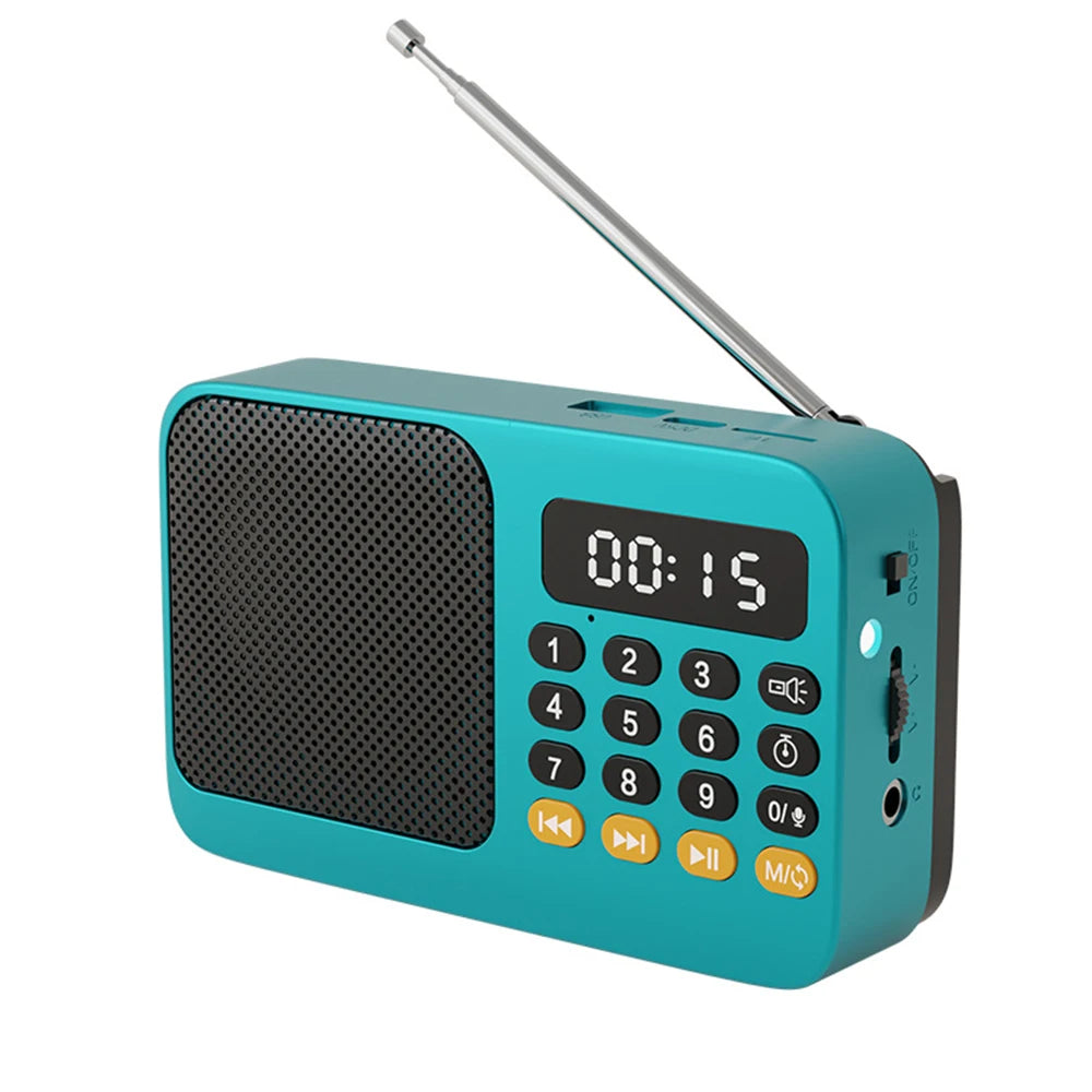 Bluetooth 5.0 FM Radio Portable Speaker with LED Light Support Recording TF Card USB Play Wireless Speaker Radio FM Receiver