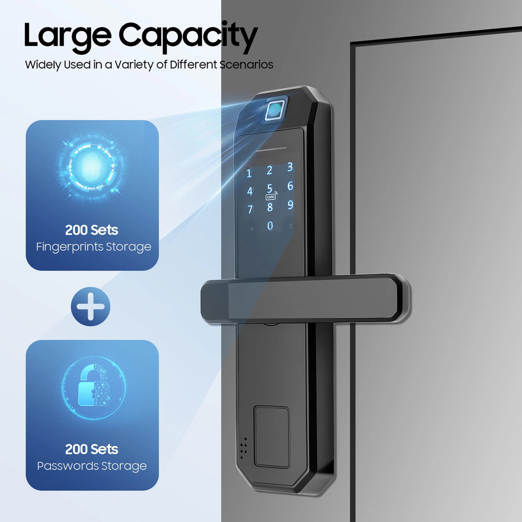 Smart Lock with Fingerprint Electronic Passcode for Front Door, Keyless Fingerprint Smart Door Lock with 4  AAA Dry Batteries