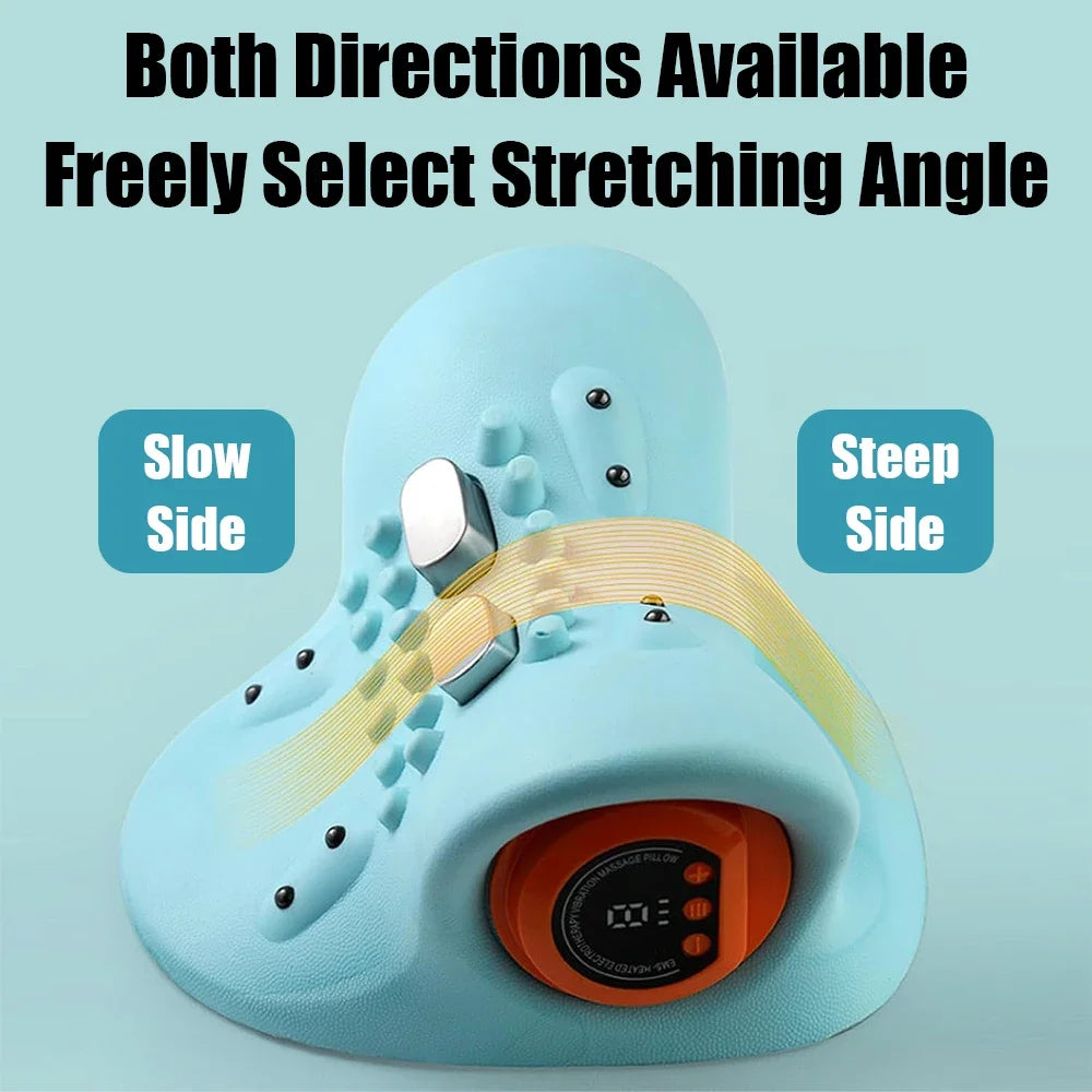 Electric Neck Massager Blue - Portable Cervical Traction Relief Tool Relaxation Treatment Tidesmit