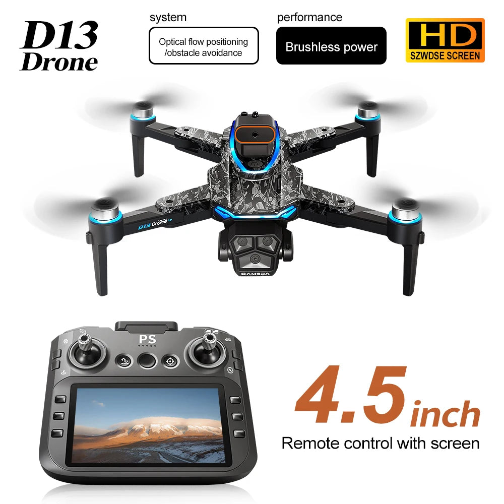 4K RC Camera Drone - D13 Foldable GPS Quadcopter with Obstacle Avoidance Tidesmit
