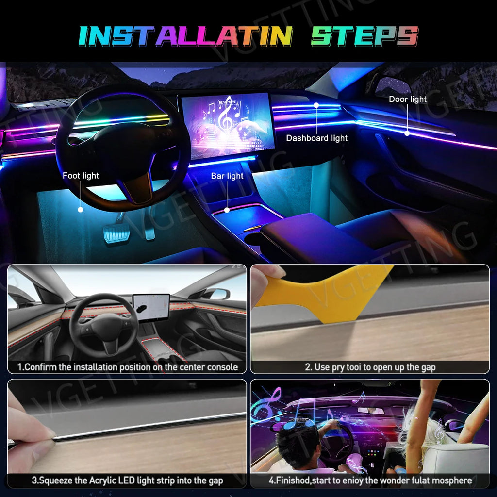 Tesla Interior LED Ambient Lights 10-in-1 RGB Kit - App Controlled Tidesmit