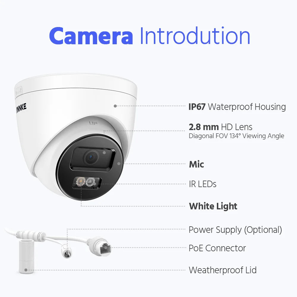 ANNKE 12MP Smart Dual Light Camera Kits Security Cam 8CH NVR 8PCS POE Camera Outdoor CCTV Video Surveillance Protection Camera