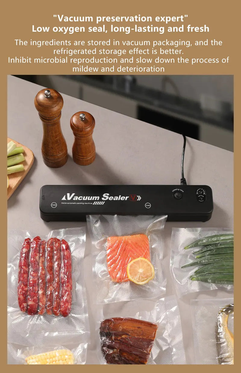 Food Sealing Machine Vacuum Sealing Machine Portable Automatic Packaging Machine Kitchen Helper Keep Food Fresh 220V For Home